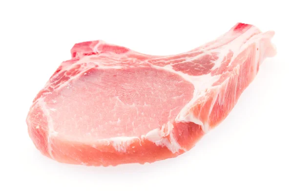 Carne di maiale cruda isolata su bianco — Foto Stock