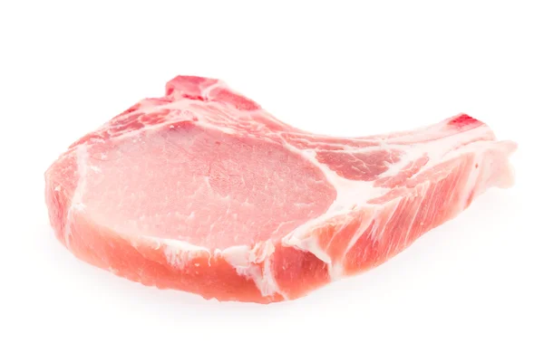 Carne di maiale cruda isolata su bianco — Foto Stock