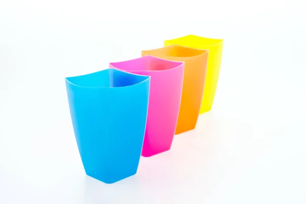 Färgglada plast glas — Stockfoto