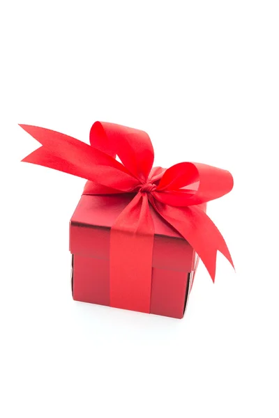 Red gift box isolated on white background — Stock Photo, Image