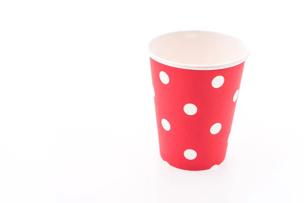 Red polka dot paper cup isolated on white background — Stock Photo, Image