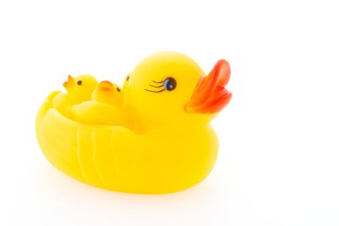 Ördek oyuncağı beyaz arkaplanda izole