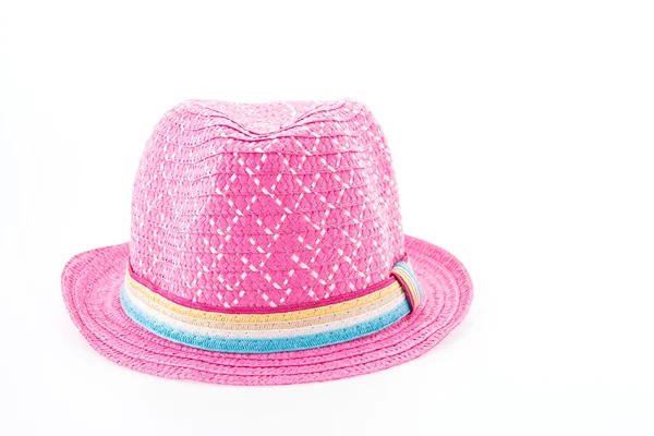 Sombrero de paja rosa aislado sobre fondo blanco —  Fotos de Stock