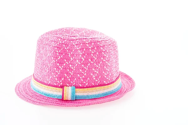 Cappello di paglia rosa isolato su sfondo bianco — Foto Stock