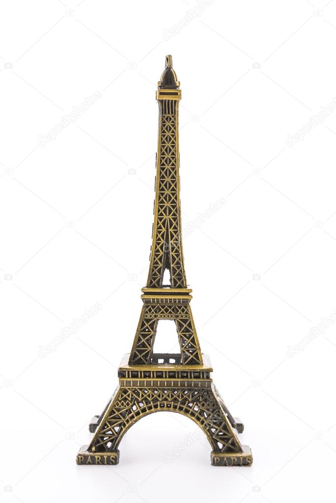 Eiffel Tower toy isolated on white background