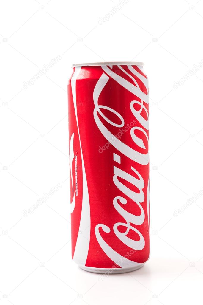 Bangkok Thailand - July 6, 2014 Editorial photo of Classic Coca-Cola can on White Background. Coca-Cola Company is the most popular market leader in Thailand.