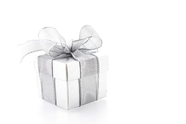 Silver gift box isolated on white background — Stock Photo, Image