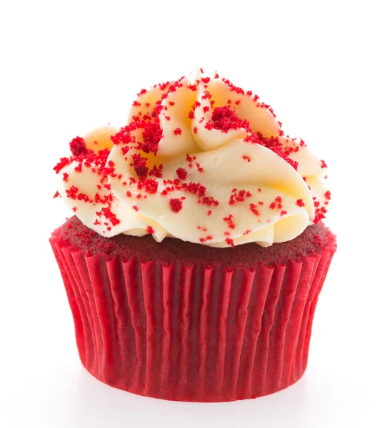 Cupcakes en velours rouge isolé sur blanc — Photo