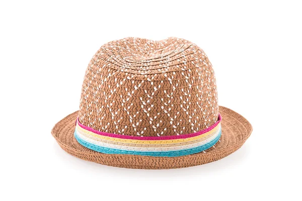 Sombrero de paja marrón aislado sobre fondo blanco — Foto de Stock