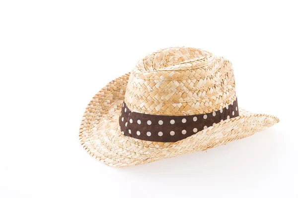 Sombrero de paja de playa de verano aislado sobre fondo blanco —  Fotos de Stock