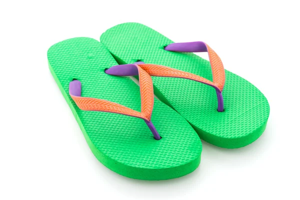 Yeşil flip flop beyaz zemin üzerine izole — Stok fotoğraf