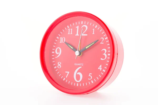 Red clock isolated on white background — Stock Photo, Image