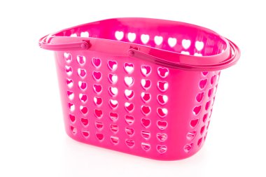 Beyaz arka plan üzerinde izole plastik alışveriş sepeti