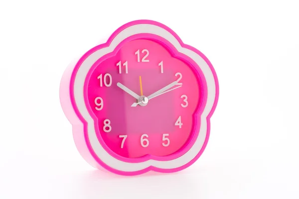 Pink alarm clock isolated on white background — Stock Photo, Image