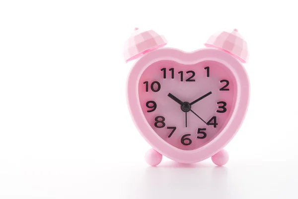 Pink alarm clock isolated on white background — Stock Photo, Image