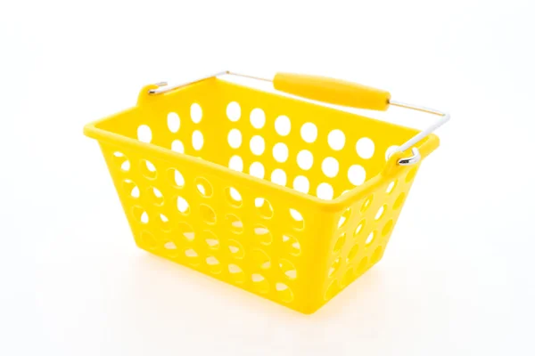 Торговий пластиковий кошик ізольований на білому тлі — стокове фото