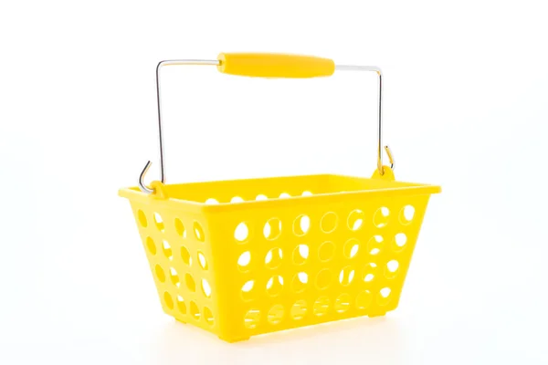 Panier shopping en plastique isolé sur fond blanc — Photo