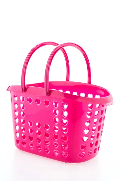 Panier shopping en plastique isolé sur fond blanc — Photo