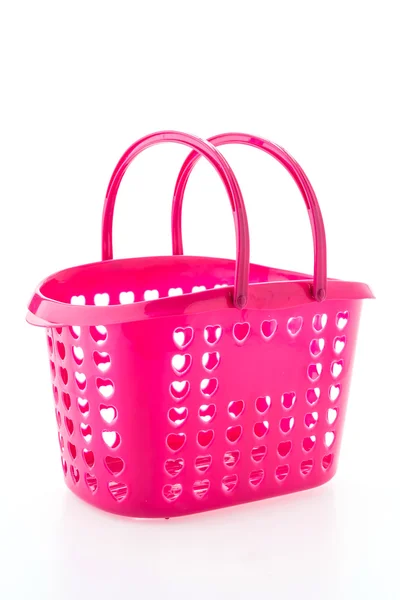 Panier shopping en plastique isolé sur fond blanc — Photo