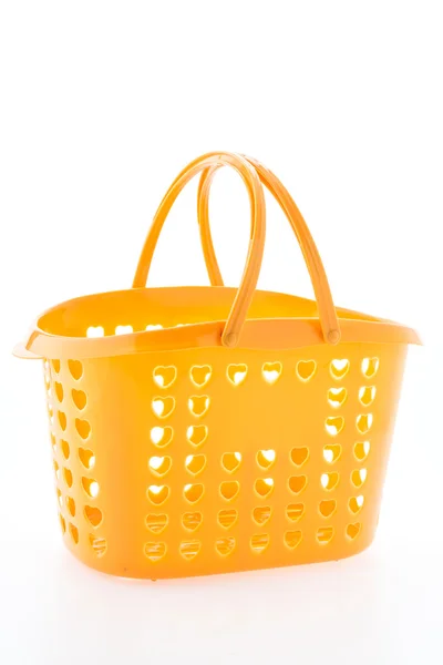 Panier shopping en plastique isolé sur fond blanc — Photo