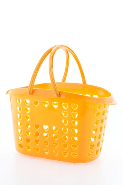 Panier shopping en plastique isolé sur fond blanc — Photo