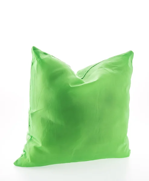 Almohada verde aislada sobre fondo blanco — Foto de Stock