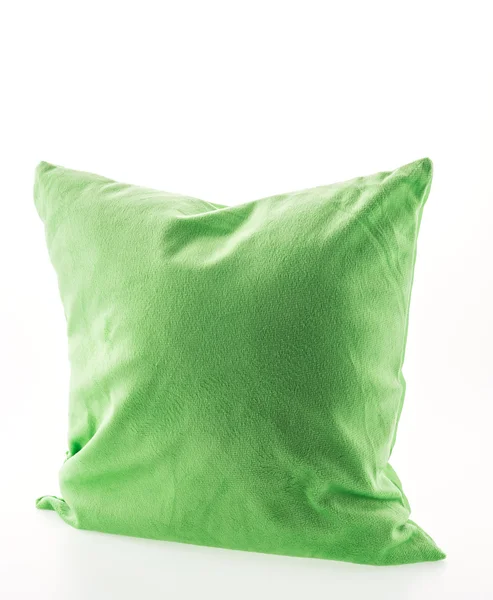 Almohada verde aislada sobre fondo blanco — Foto de Stock