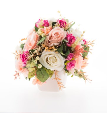 Beyaz arka plan üzerinde izole vazo çiçeği