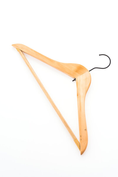 clothes hanger wooden isolated on white background