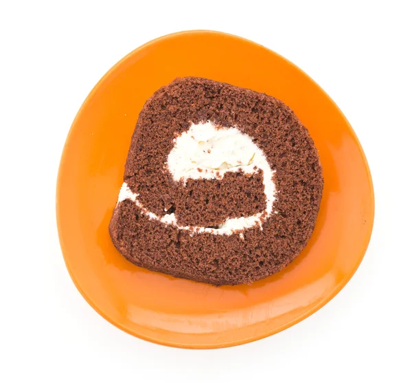 Marmellata rotolo torta isolato su sfondo bianco — Foto Stock