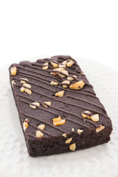 Brownie kaka isolerad på vit bakgrund — Stockfoto