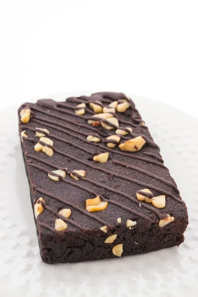 Brownie torta isolato su sfondo bianco — Foto Stock