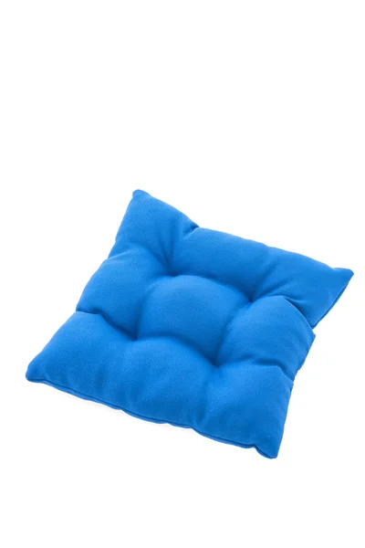 Modrý polštář izolované na bílém pozadí — Stock fotografie