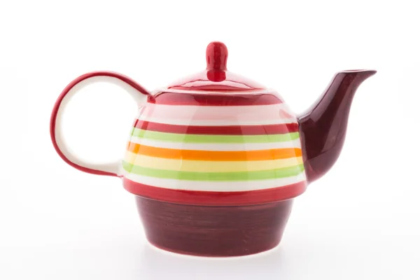 Panela de chá colorido isolado no fundo branco — Fotografia de Stock