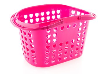 Beyaz arka plan üzerinde izole plastik alışveriş sepeti