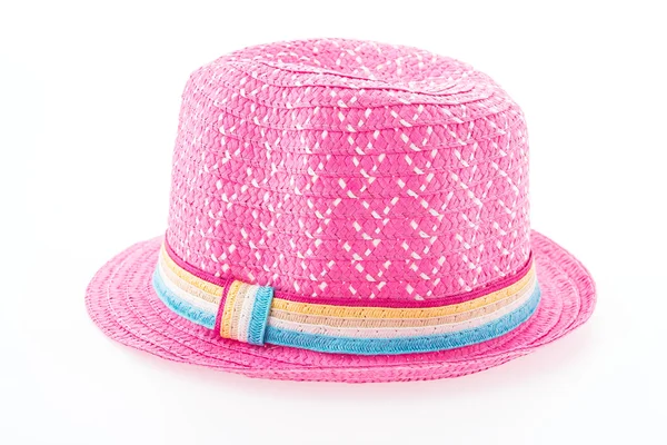 Pink straw hat isolated on white background — Stock Photo, Image