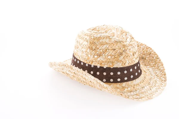 孤立的白色背景上的夏季海滩稻草帽子 — 图库照片