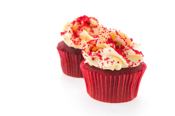 Red velvet cupcakes elszigetelt fehér — Stock Fotó