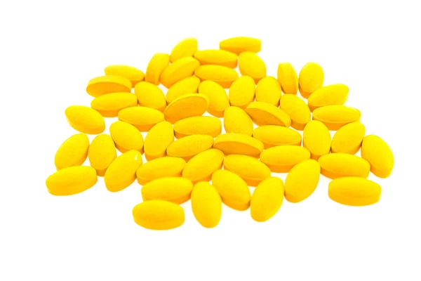 Tavole di pillole isolate su sfondo bianco — Foto Stock