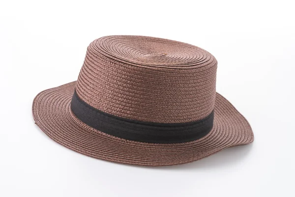 Chapéu de palha isolado sobre fundo branco — Fotografia de Stock