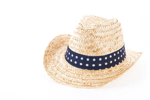 Sombrero de paja de playa de verano aislado sobre fondo blanco —  Fotos de Stock