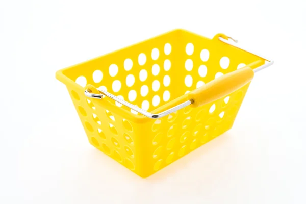 Panier shopping en plastique isolé sur fond blanc — Photo