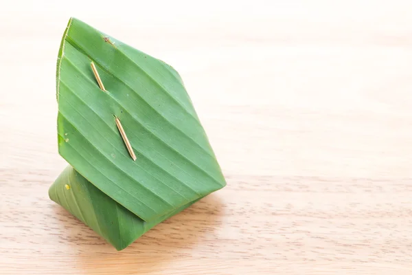 Banana leaf packaging sticky rice — Stock Photo, Image