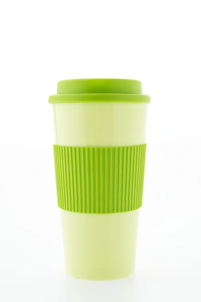 Grüner Plastikkaffeebecher — Stockfoto