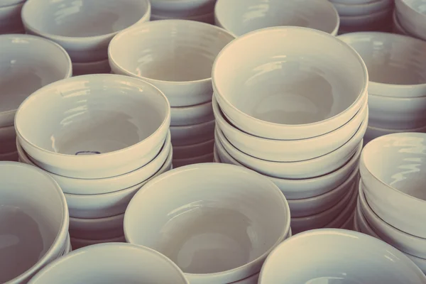 White Bowls, close-up — Stock Photo, Image