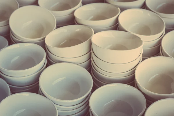 White Bowls, close-up — Stock Photo, Image