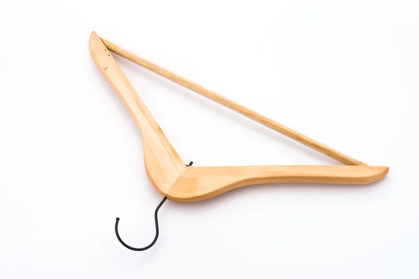 Kleren hanger houten geïsoleerd op witte achtergrond — Stockfoto