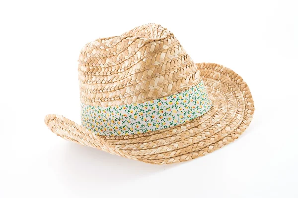 孤立的白色背景上的夏季海滩稻草帽子 — 图库照片