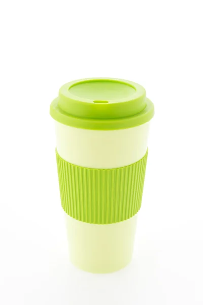 Caneca de café de plástico verde — Fotografia de Stock