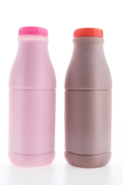 Erdbeermilch und Schokoladenmilch — Stockfoto
